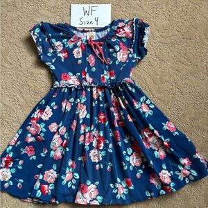 Wildflowers Girls Navy Floral Twirl Dress - Size 4